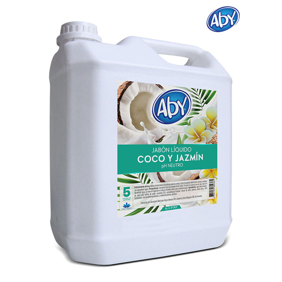 JABON LIQUIDO COCO Y JAZMIN PH NEUTRO 5 LITROS ABY