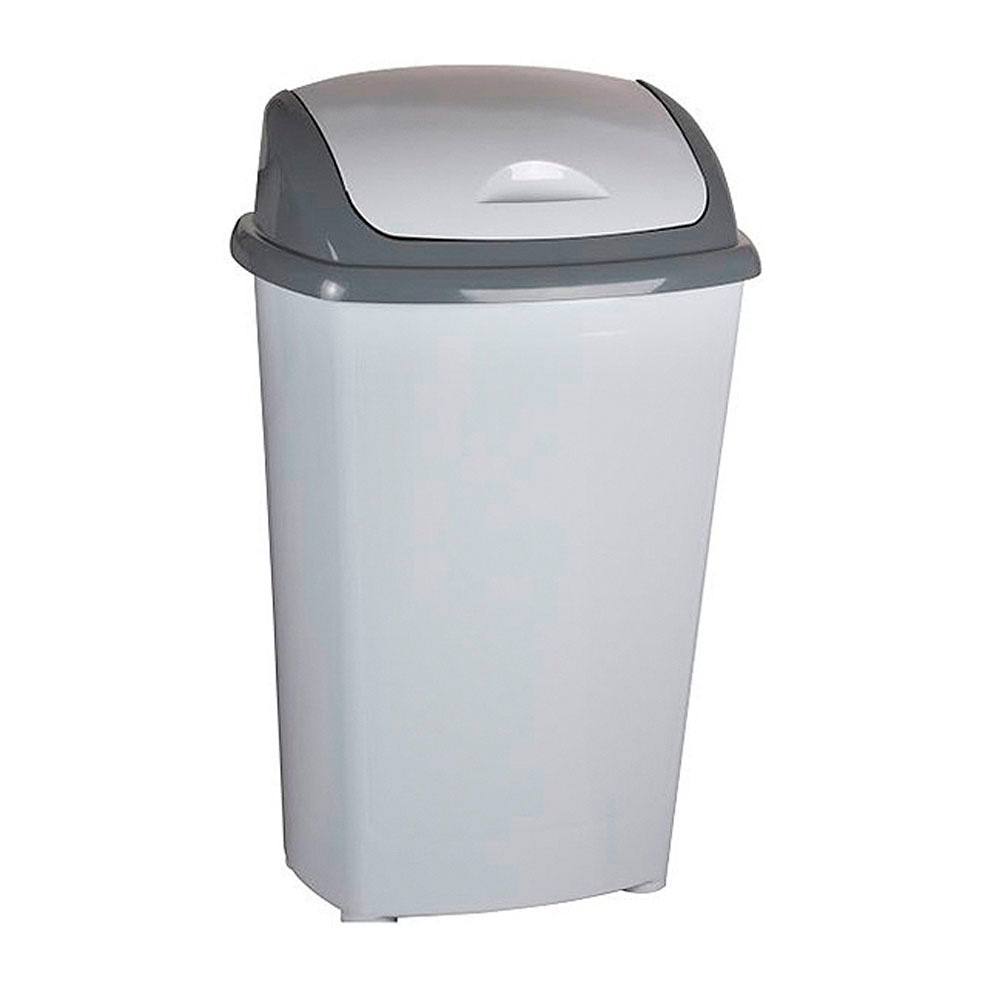 BASURERO O PAPELERO PLÁSTICO TAPA VAIVÉN 30 LITROS GRIS